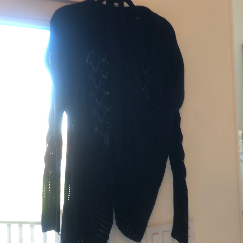 Tahari knit wrap black sweater